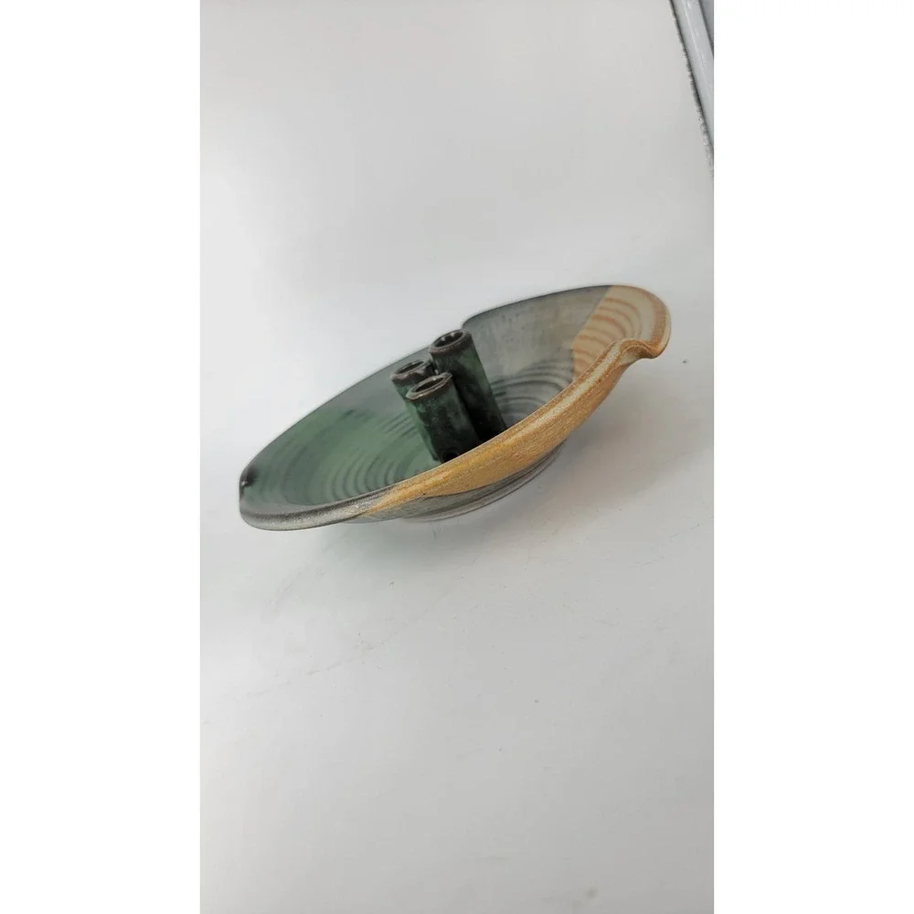 Studio Art Pottery Ikebana 3 Stem Flower Vase Signed Noah‎ Squires 8